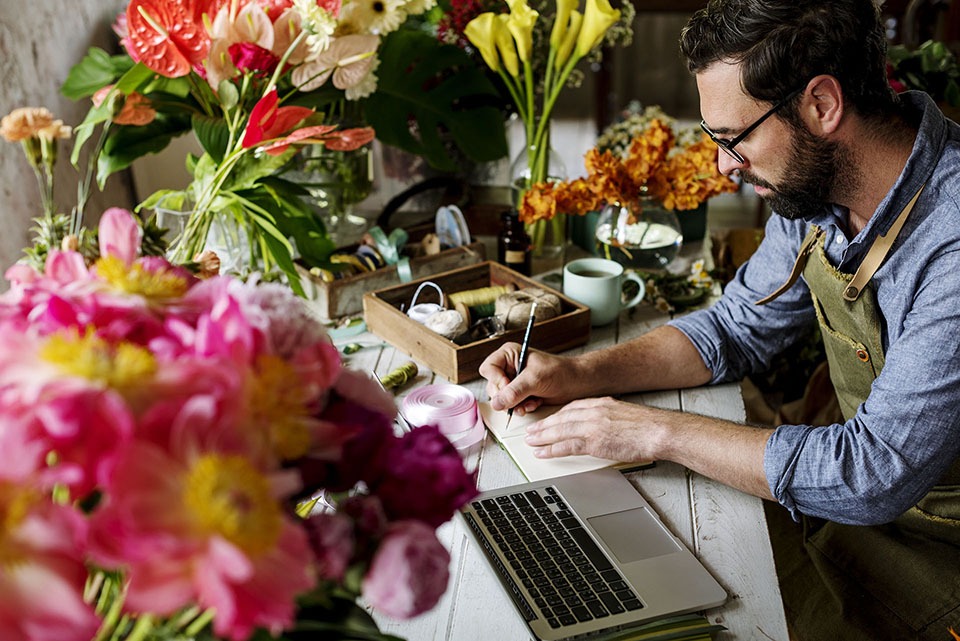 Florist working business